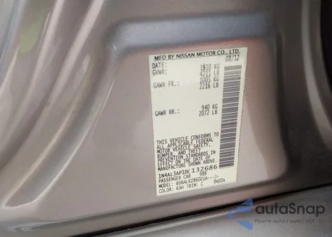 2013 Nissan Altima 2.5 S z USA, uszkodzony, nr VIN 1N4AL3AP1DC132686